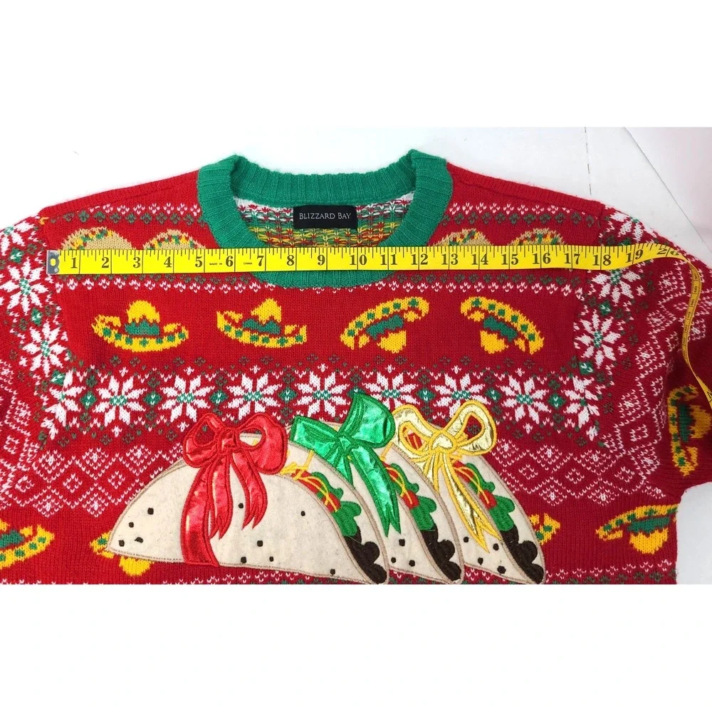 Blizzard Bay Tacos Sombrero‎ Fiesta Mens Ugly Christmas Sweater Long Sleeves XXL